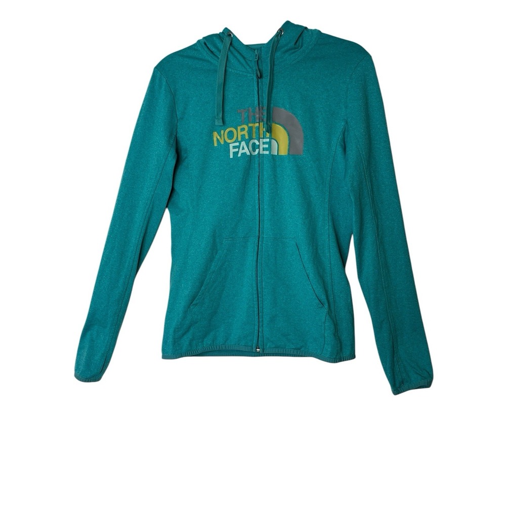 The North Face Jacket Women Medium Blue Full Zip Hoodie Logo Athleisure Pockets